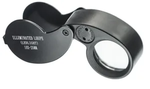 10 x 25MM, 2LED Illuminated Jeweler's Loupe in a Plastic Storage Box, Black Body