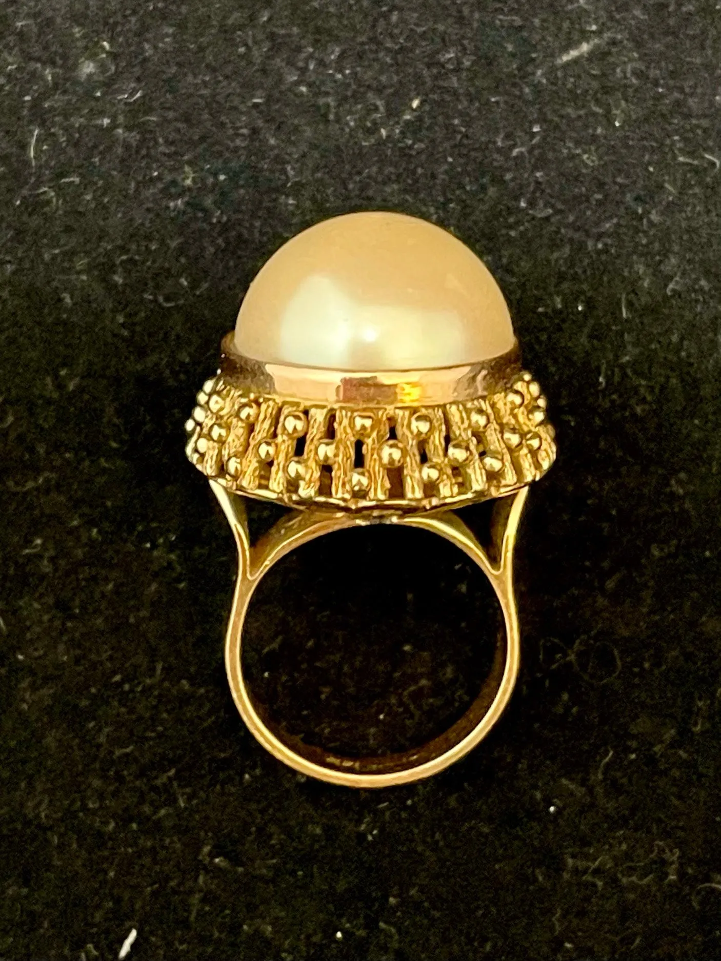 1940s Handmade Intricate SYG Ring w/ Mabe Pinkish Pearl - $8K APR Value w/ CoA!