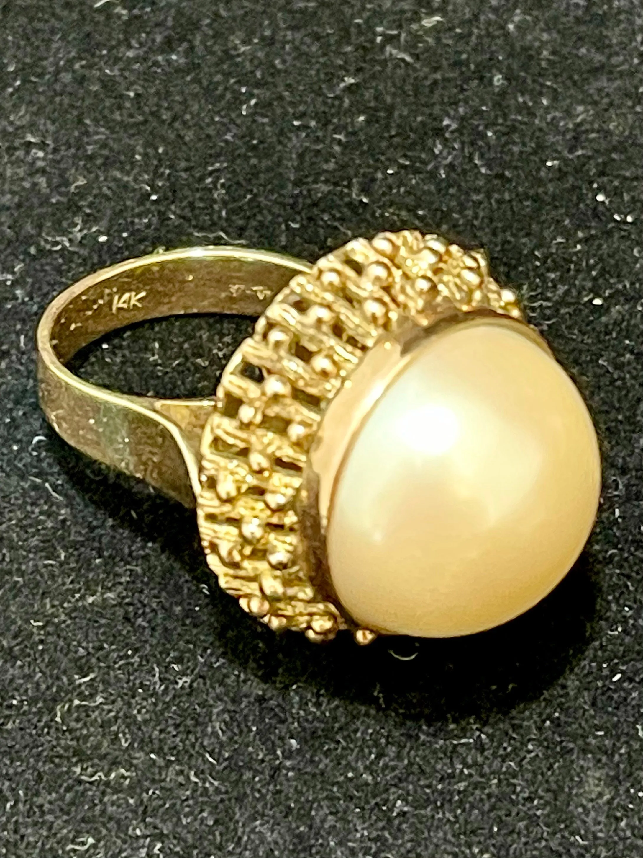 1940s Handmade Intricate SYG Ring w/ Mabe Pinkish Pearl - $8K APR Value w/ CoA!