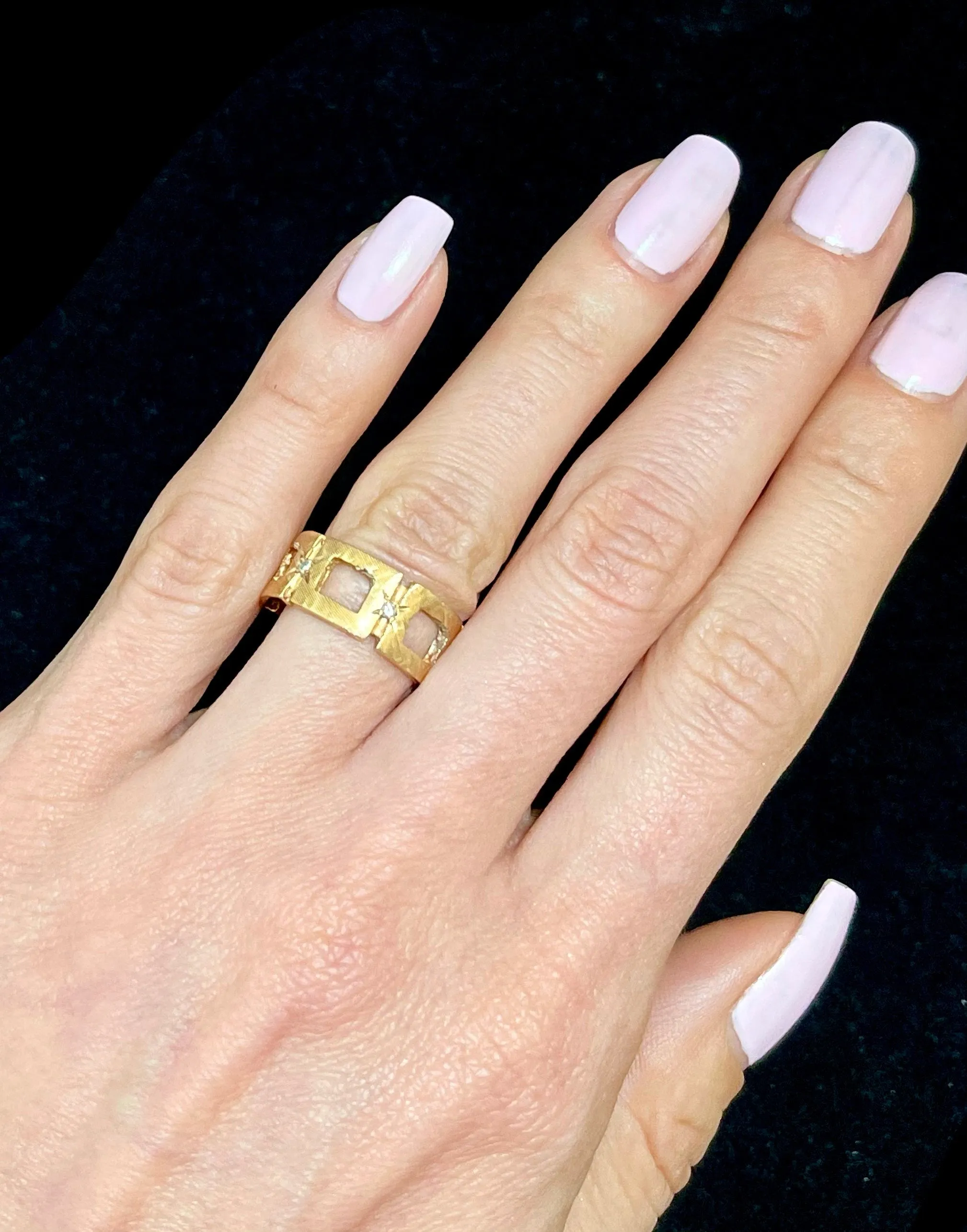 1940s Intricate Hand Engraved SRG Diamond Band Ring - $5K Appraisal Value w/CoA!