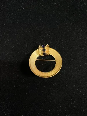 1940’s Vintage Design Intricate SYG 3 Sapphires Circular Brooch/Pin w $5K COA!!}