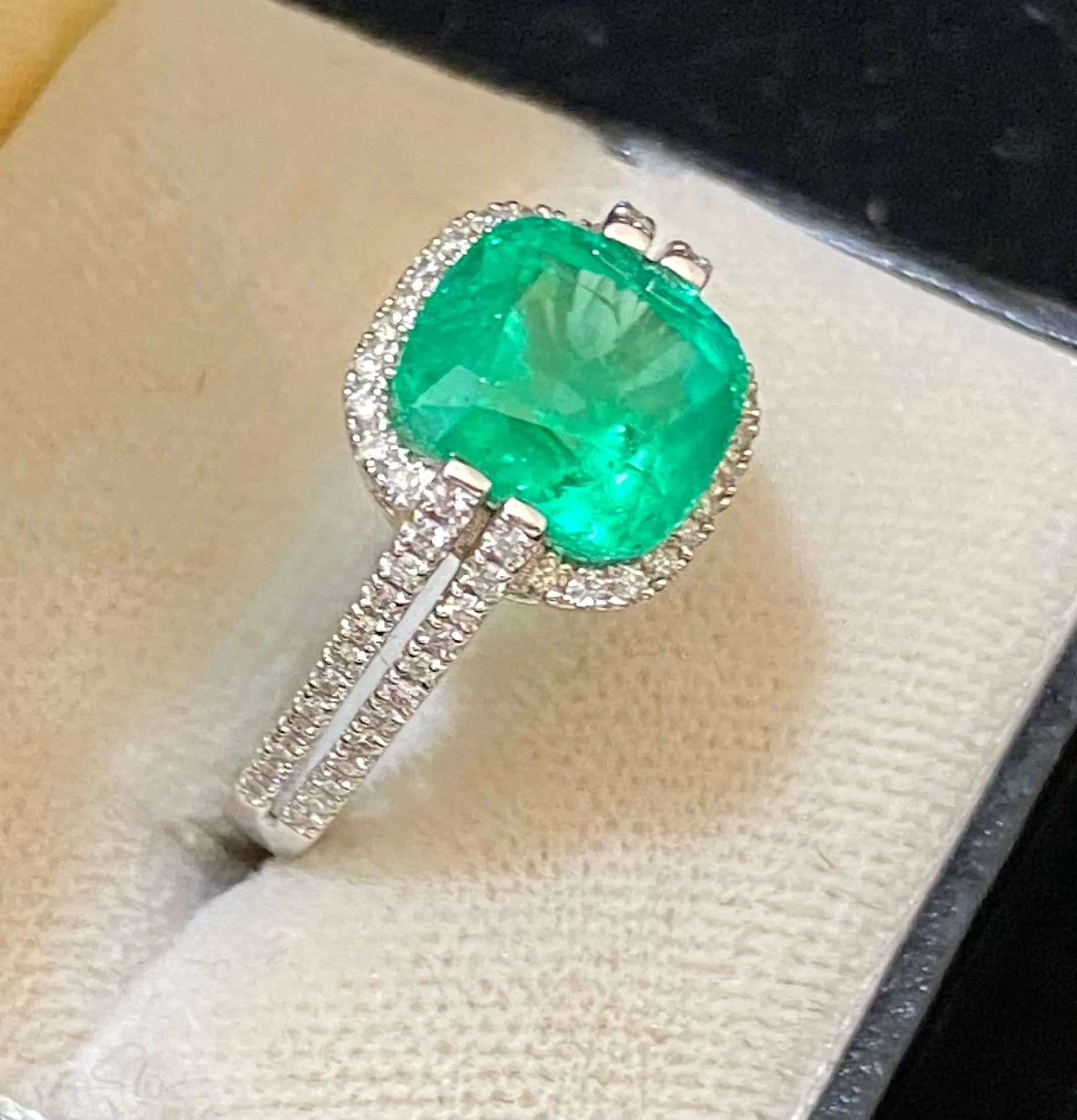 1960's Antique Intricate 18K White Gold Emerald & 70-Diamond Ring - $50K Appraisal Value w/CoA}