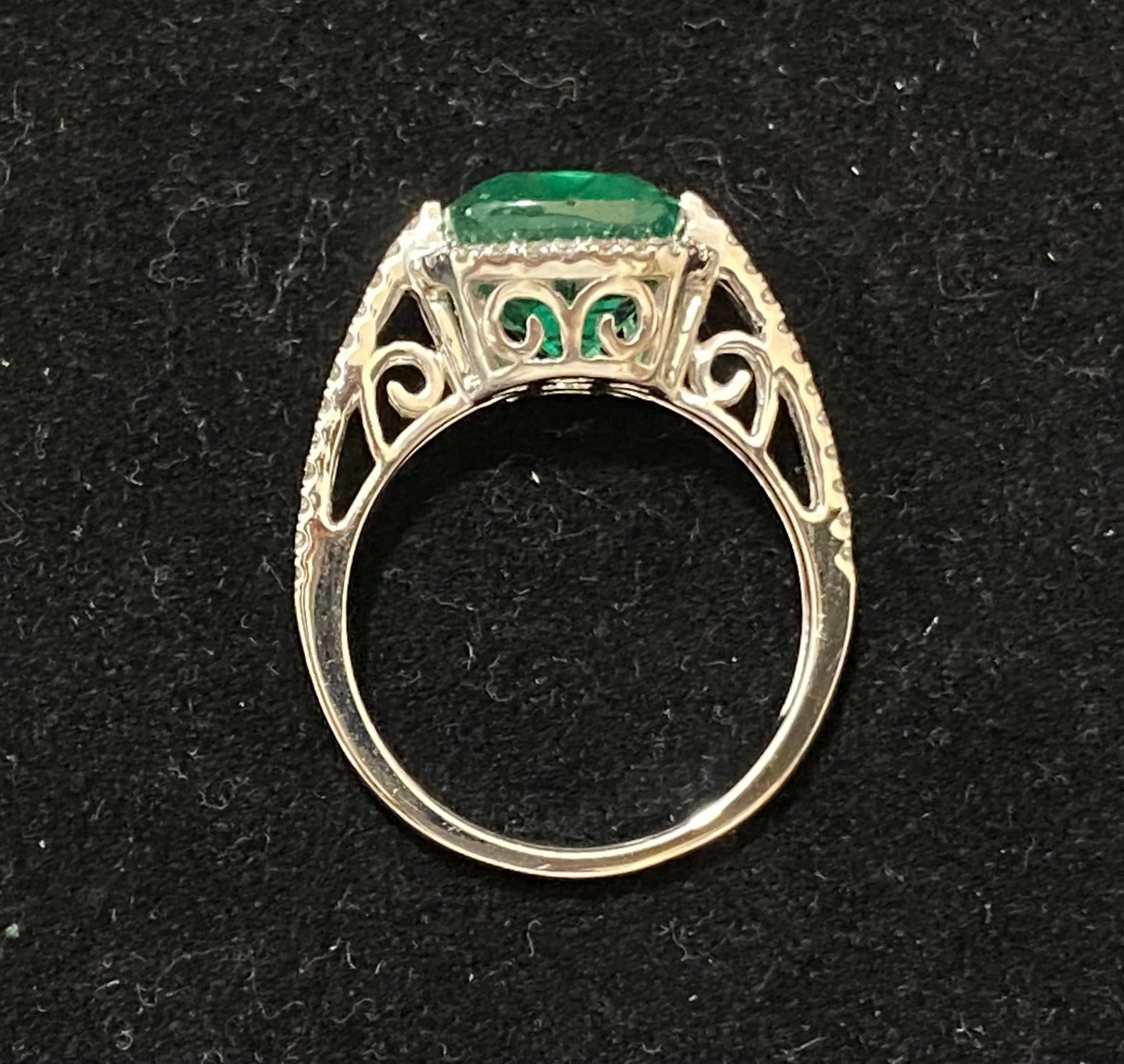 1960's Antique Intricate 18K White Gold Emerald & 70-Diamond Ring - $50K Appraisal Value w/CoA}