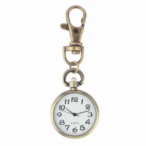 1pcs Retro Bronze Quartz Vintage Pocket Watch Keychain