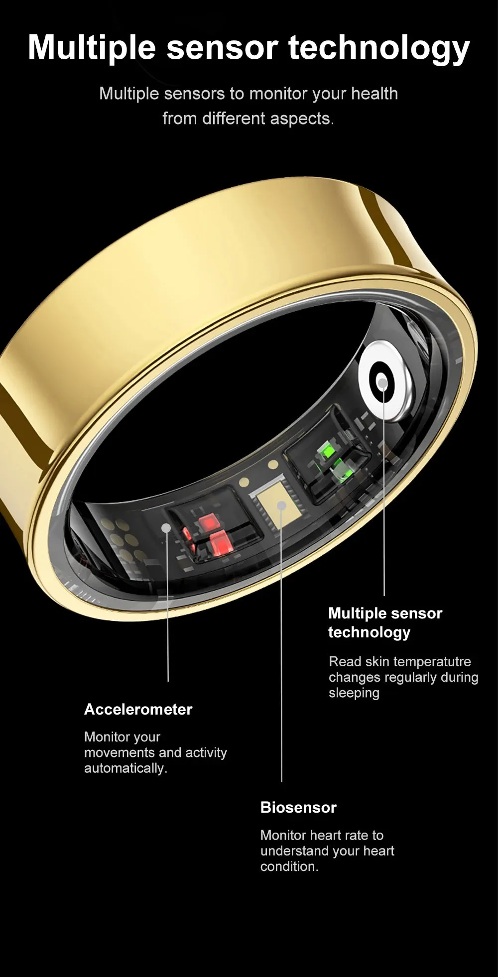 2024 COLMI R09 Smart Ring Men Women with Charging Case, Body Temperature Health and Sleep Monitor For Xiaomi Samsung Phone