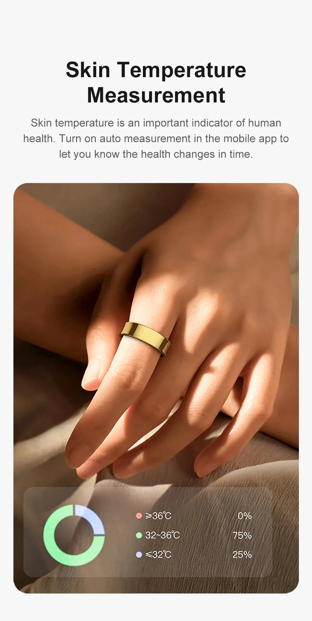 2024 COLMI R09 Smart Ring Men Women with Charging Case, Body Temperature Health and Sleep Monitor For Xiaomi Samsung Phone