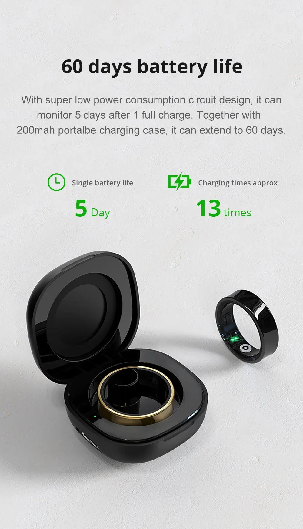 2024 COLMI R09 Smart Ring Men Women with Charging Case, Body Temperature Health and Sleep Monitor For Xiaomi Samsung Phone