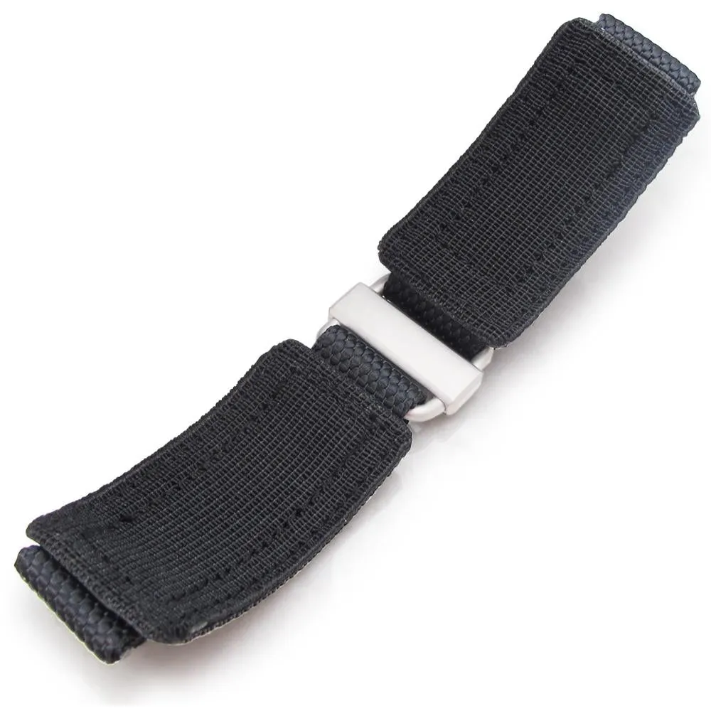 20mm, 22mm, 23mm, 24mm MiLTAT Honeycomb Black Nylon Velcro Fastener Watch Strap Sandblasted Buckle