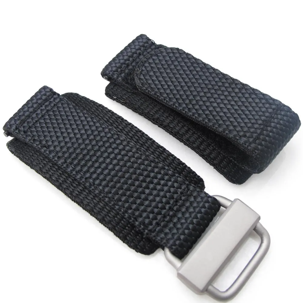 20mm, 22mm, 23mm, 24mm MiLTAT Honeycomb Black Nylon Velcro Fastener Watch Strap Sandblasted Buckle