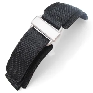 20mm, 22mm, 23mm, 24mm MiLTAT Honeycomb Black Nylon Velcro Fastener Watch Strap Sandblasted Buckle