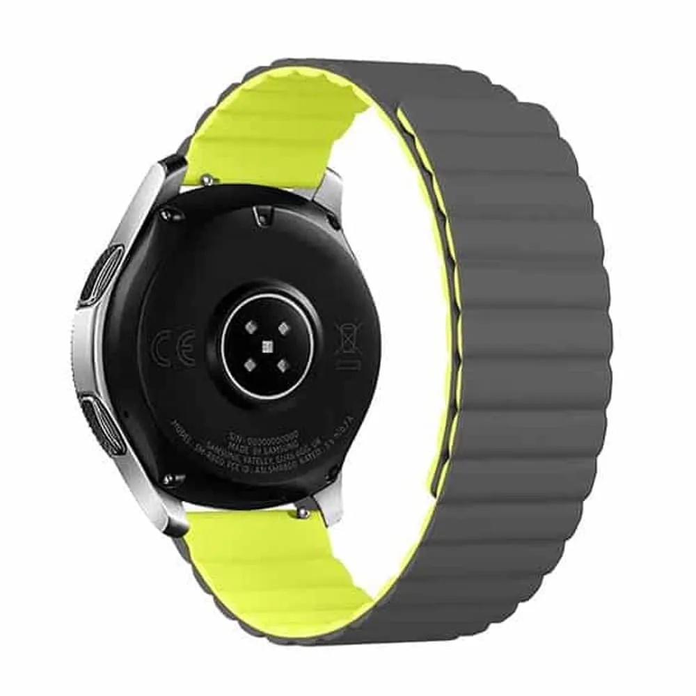 22MM Silicone Magnetic Watch Band - Black Yellow