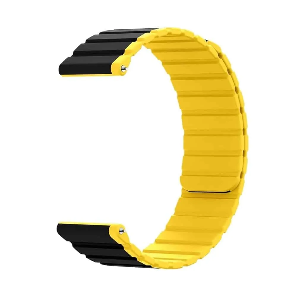 22MM Silicone Magnetic Watch Band - Black Yellow