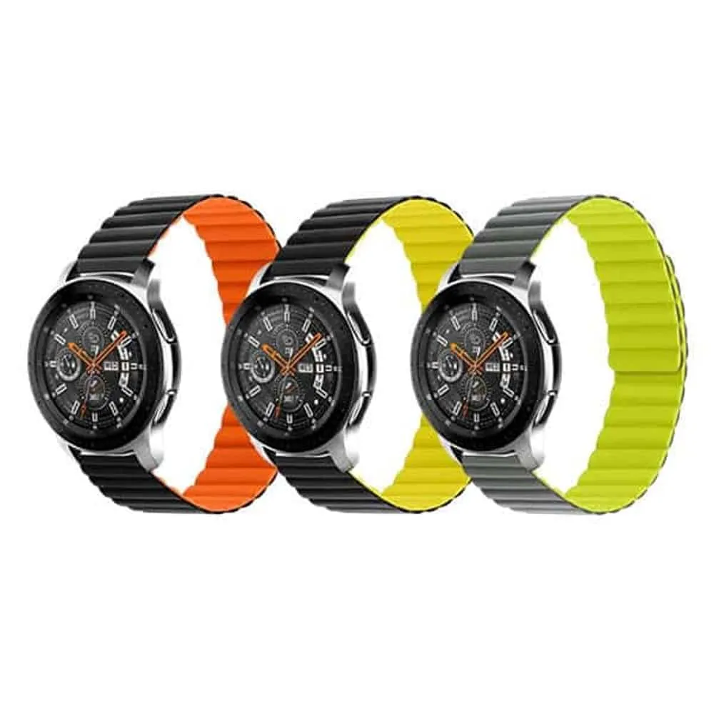 22MM Silicone Magnetic Watch Band - Black Yellow