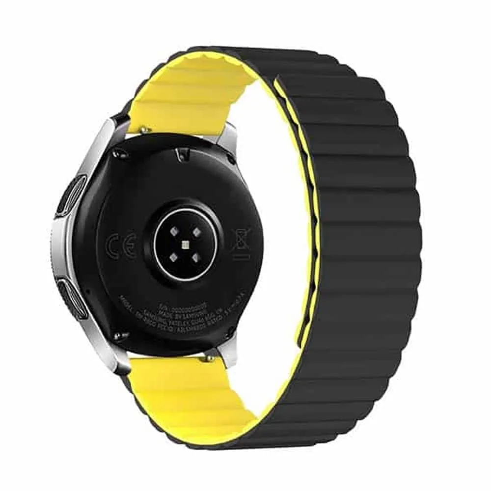 22MM Silicone Magnetic Watch Band - Black Yellow