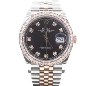 36mm Stainless Steel and Rose Gold 126281RBR Black Diamond Jubilee
