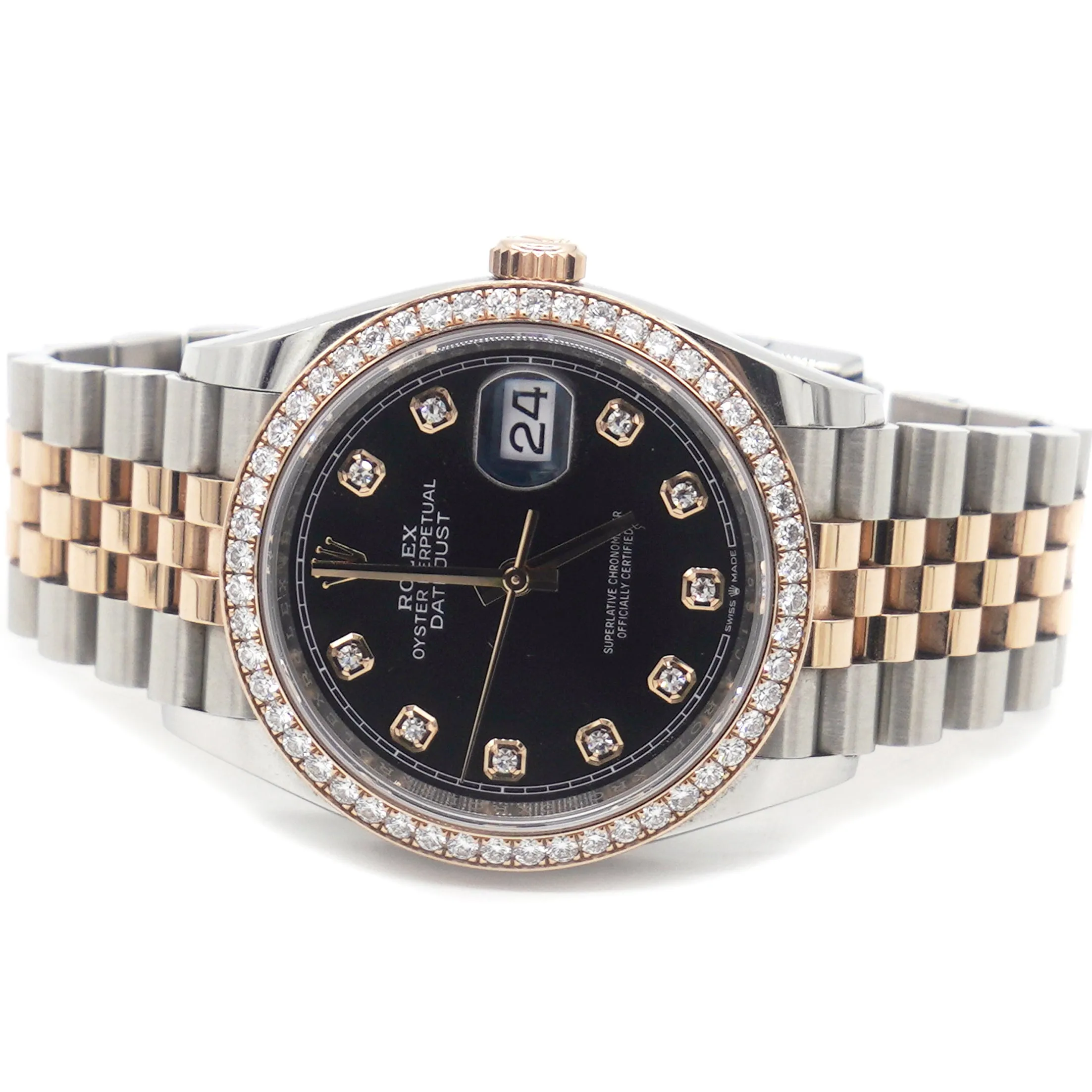 36mm Stainless Steel and Rose Gold 126281RBR Black Diamond Jubilee