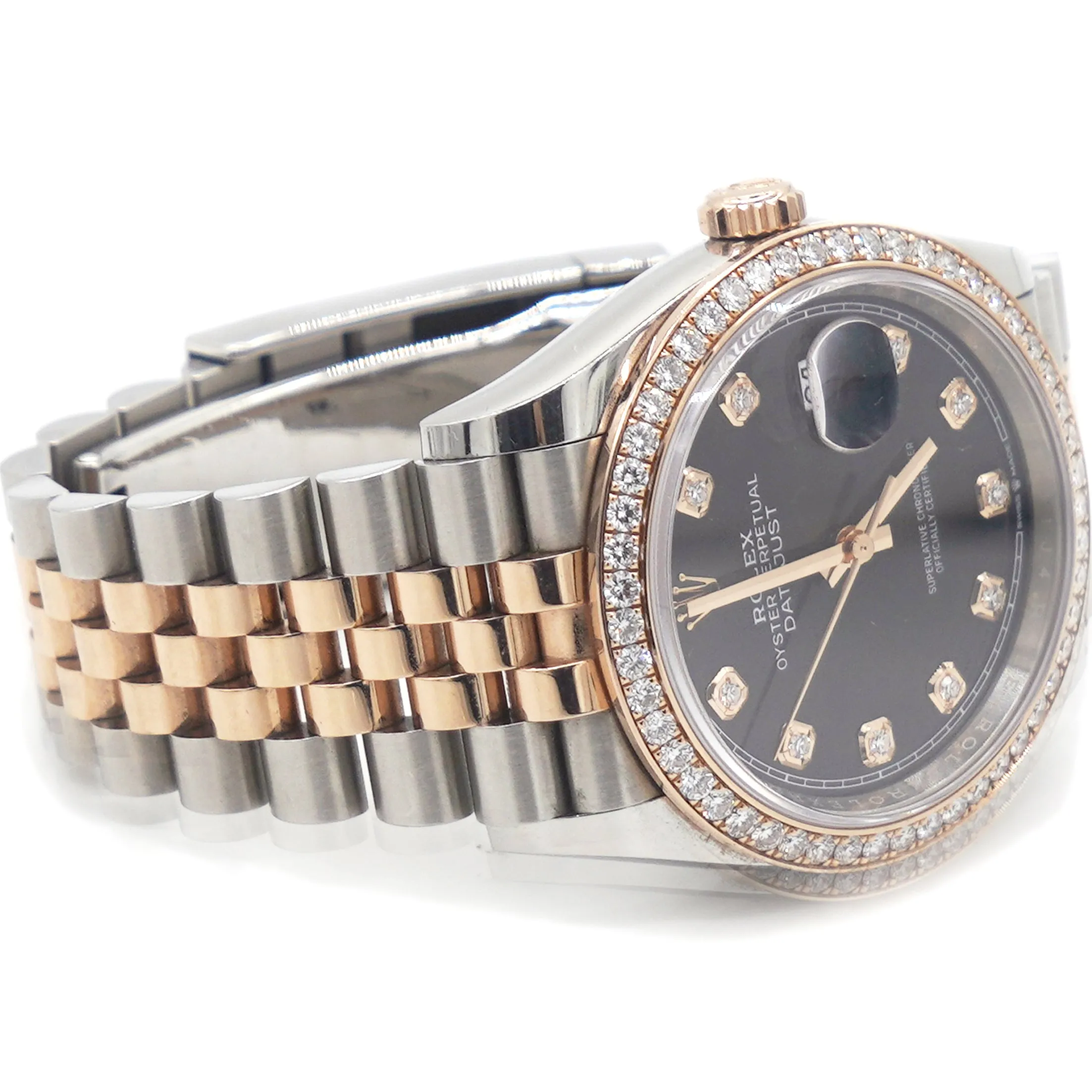 36mm Stainless Steel and Rose Gold 126281RBR Black Diamond Jubilee