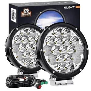 7 Inch 85W 10200LM Round Spot Flood Built-in EMC LED Work Lights (Pair) | 14AWG DT Wire