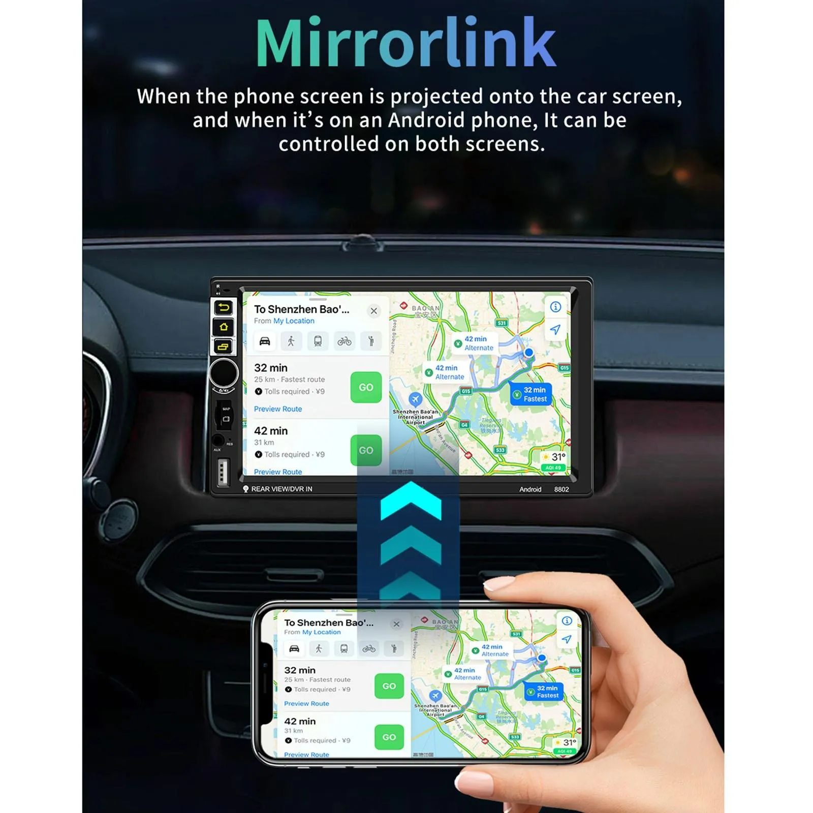 7 Inch Car Android Player Gps Navigation Bluetooth Fm Radio Carplay Mirror Link Wifi Steering Wheel Control