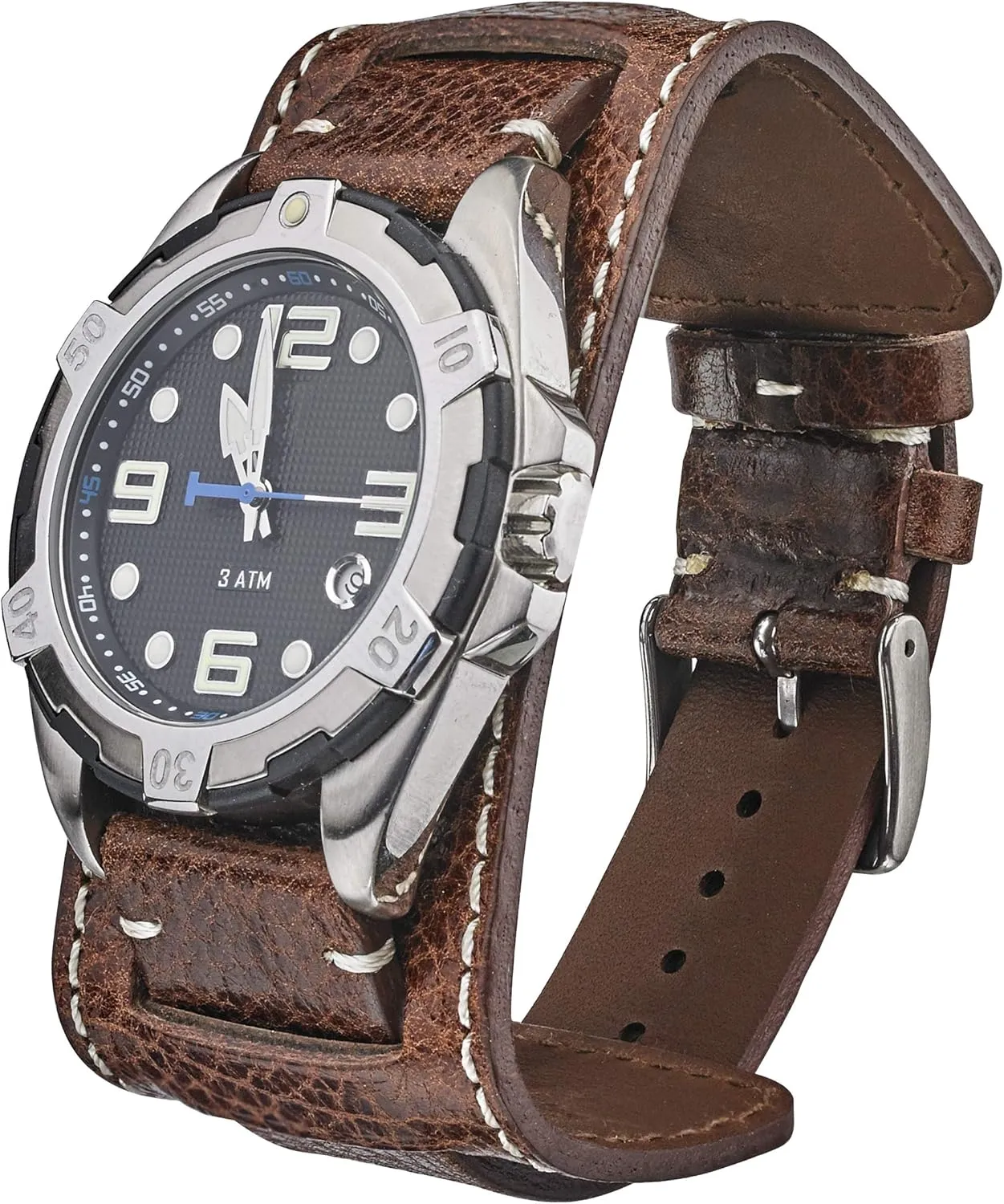 ALPINE Genuine Vintage Leather Cuff Watch Band - Full Grain Leather Watch Strap - Replacement Watch Strap for Women & Men - Compatible with Regular & Smart Watch Bands