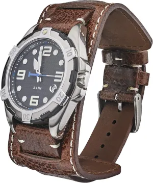 ALPINE Genuine Vintage Leather Cuff Watch Band - Full Grain Leather Watch Strap - Replacement Watch Strap for Women & Men - Compatible with Regular & Smart Watch Bands