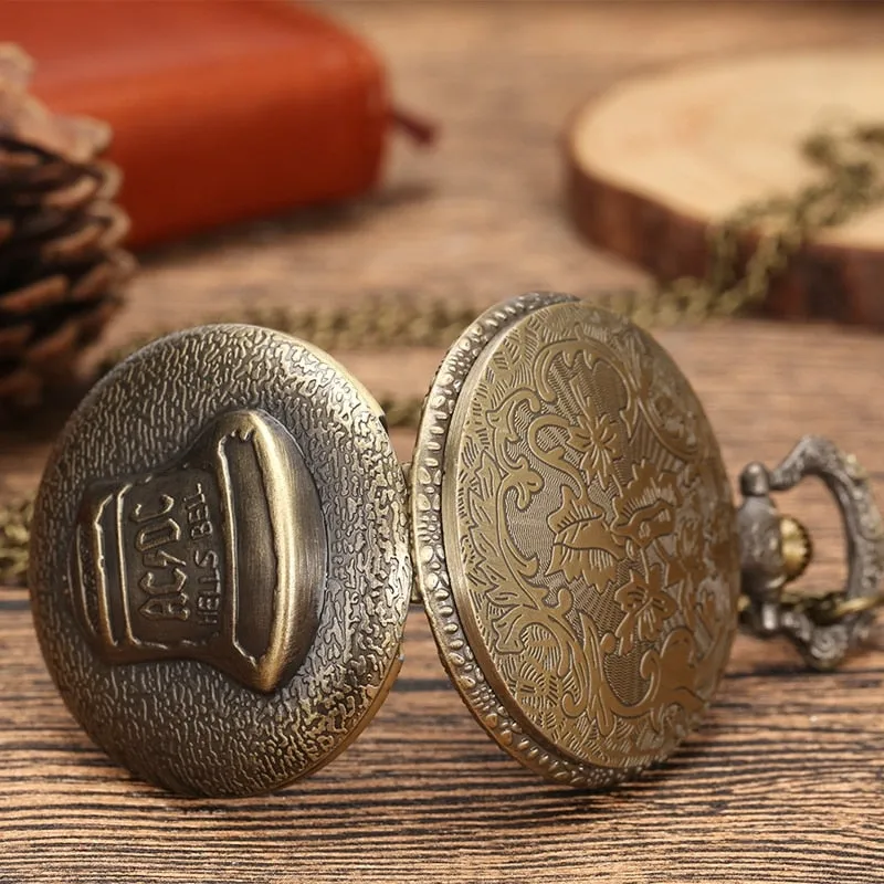 Antique Steampunk Retro Bronze Hells Bell Pattern Quartz Pocket Watch