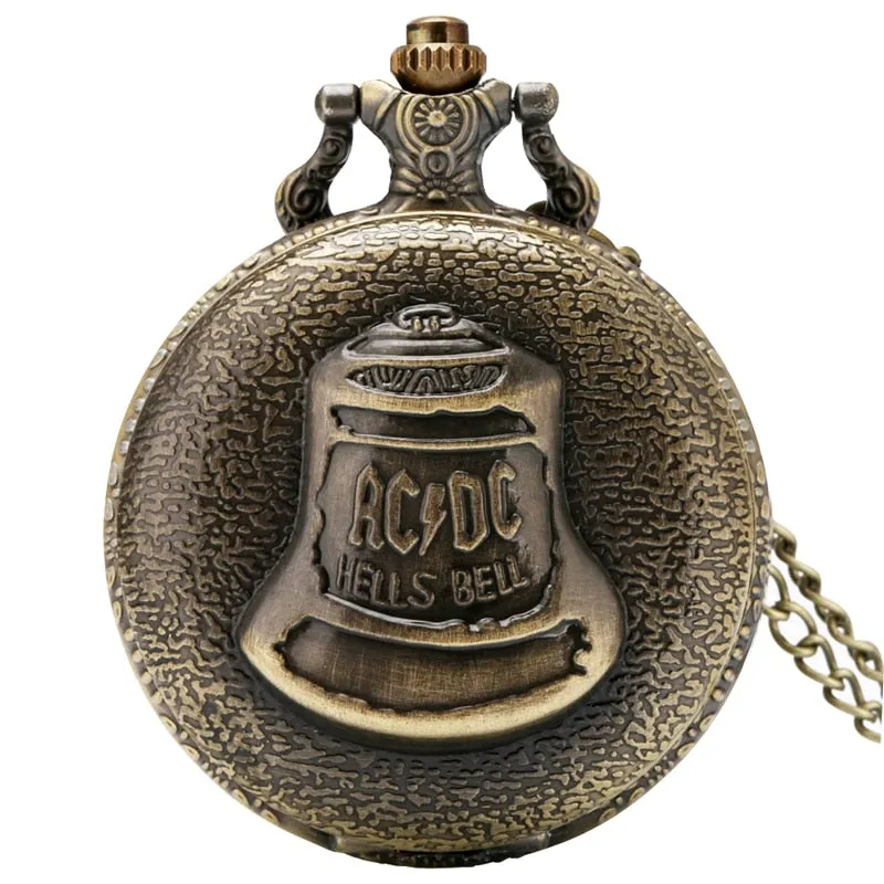 Antique Steampunk Retro Bronze Hells Bell Pattern Quartz Pocket Watch