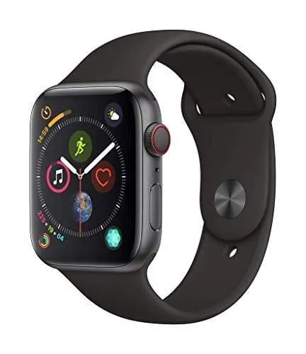 Apple Watch Series 4 (GPS   Cellular, 44mm) - Space Gray Aluminium Case with Black Sport Band (Renewed)