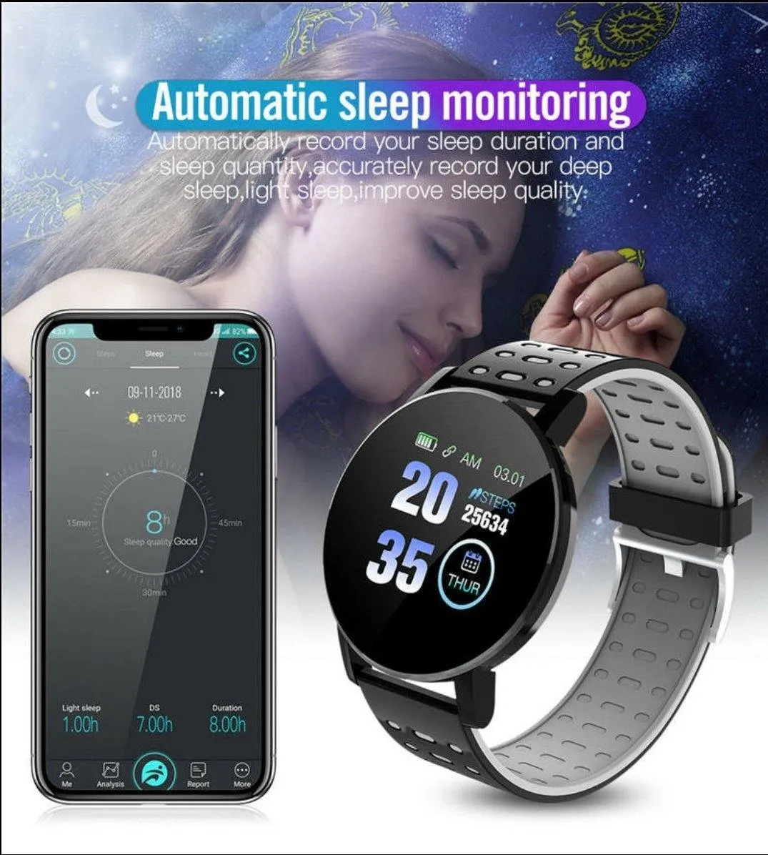 AQ Smart Watch & Health Tracker - Green Lime