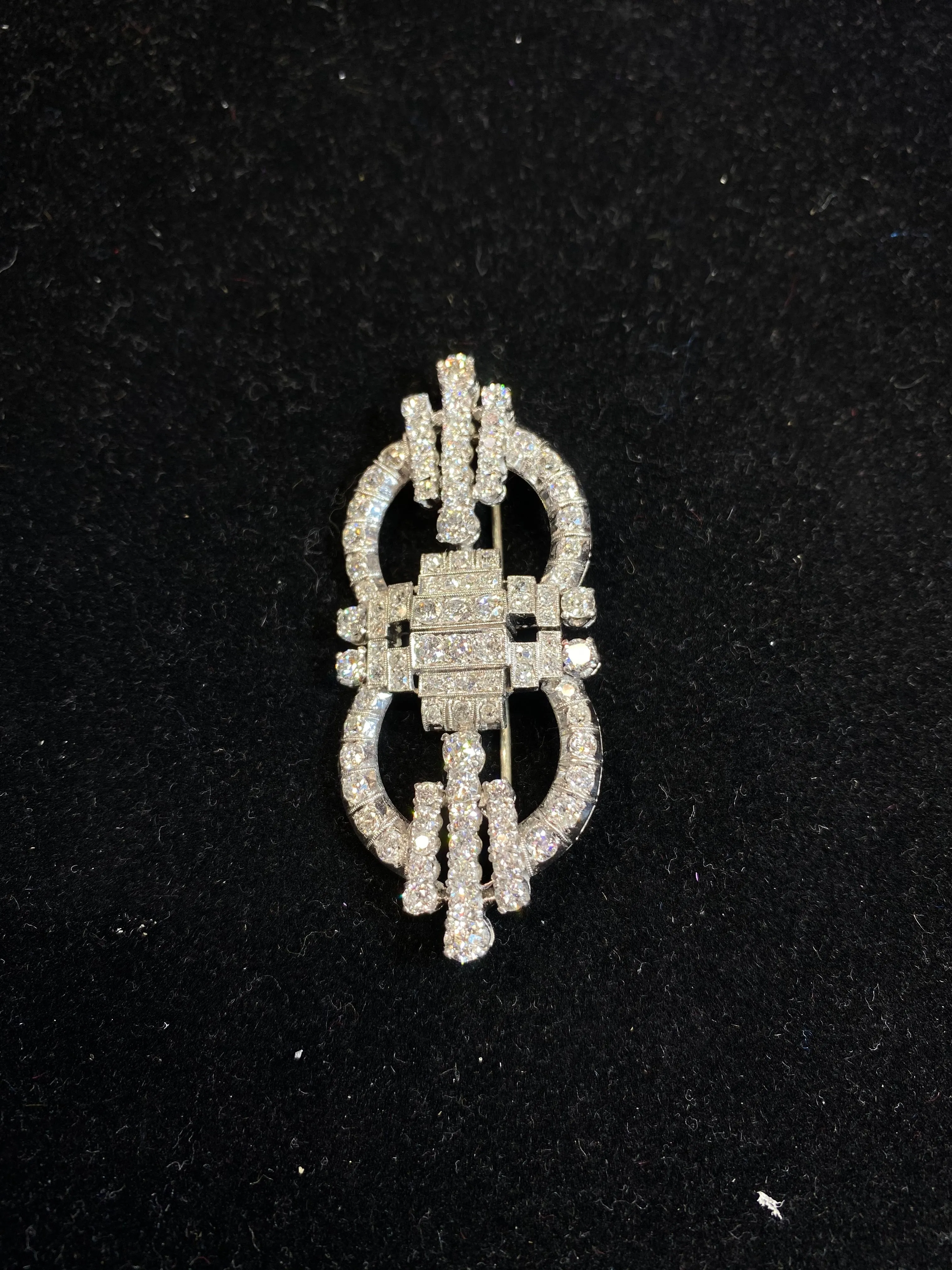 Art Deco Beautiful Design 18KWG 96 Diamonds Intricate Brooch/Pin w $30K COA!}