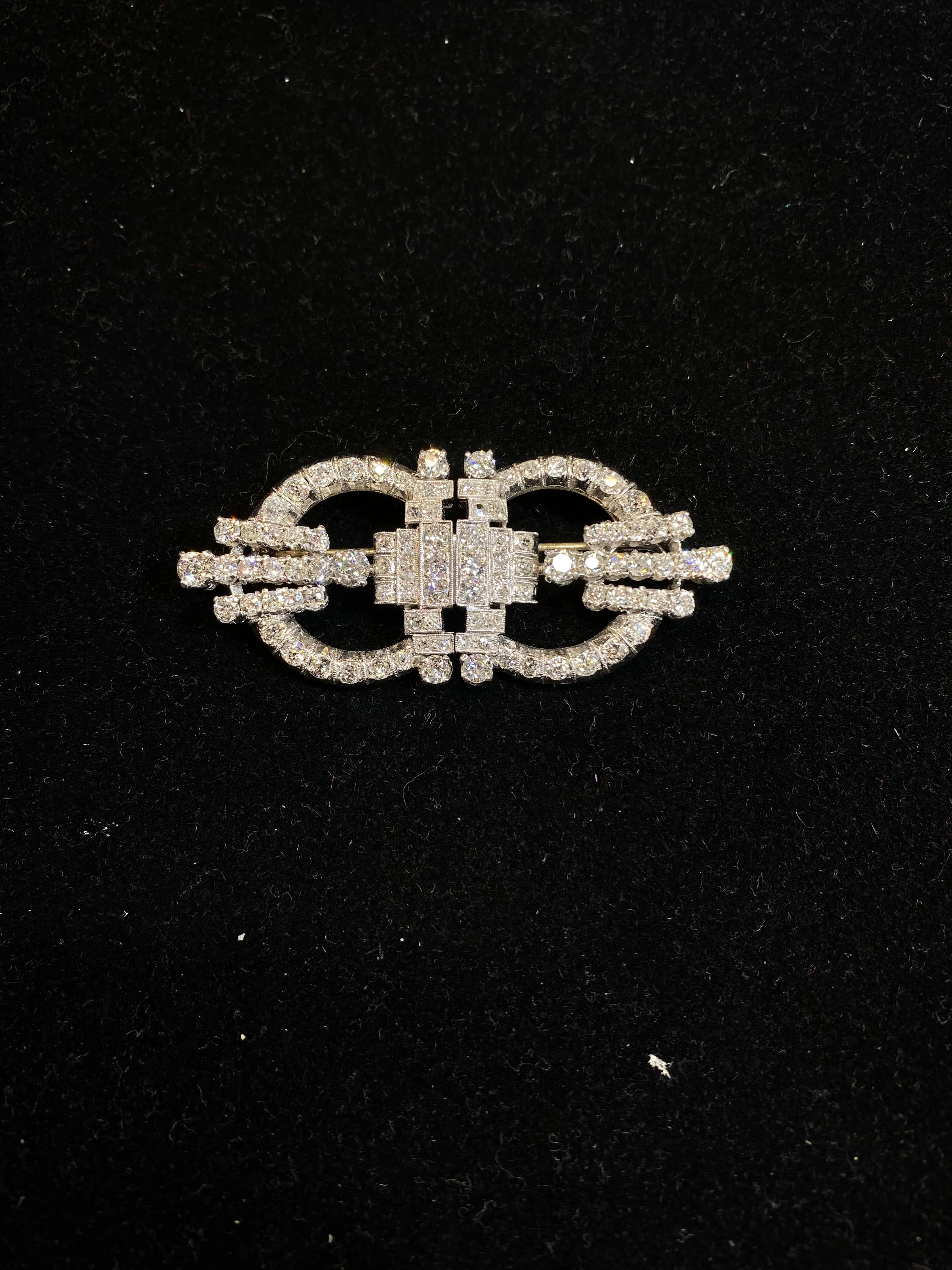 Art Deco Beautiful Design 18KWG 96 Diamonds Intricate Brooch/Pin w $30K COA!}