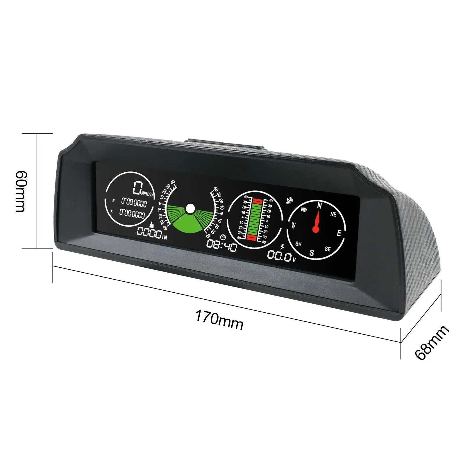 Autool GPS Inclinometer Angle Tilt Slope Meter Indicator Level Gauge Speed Alarm