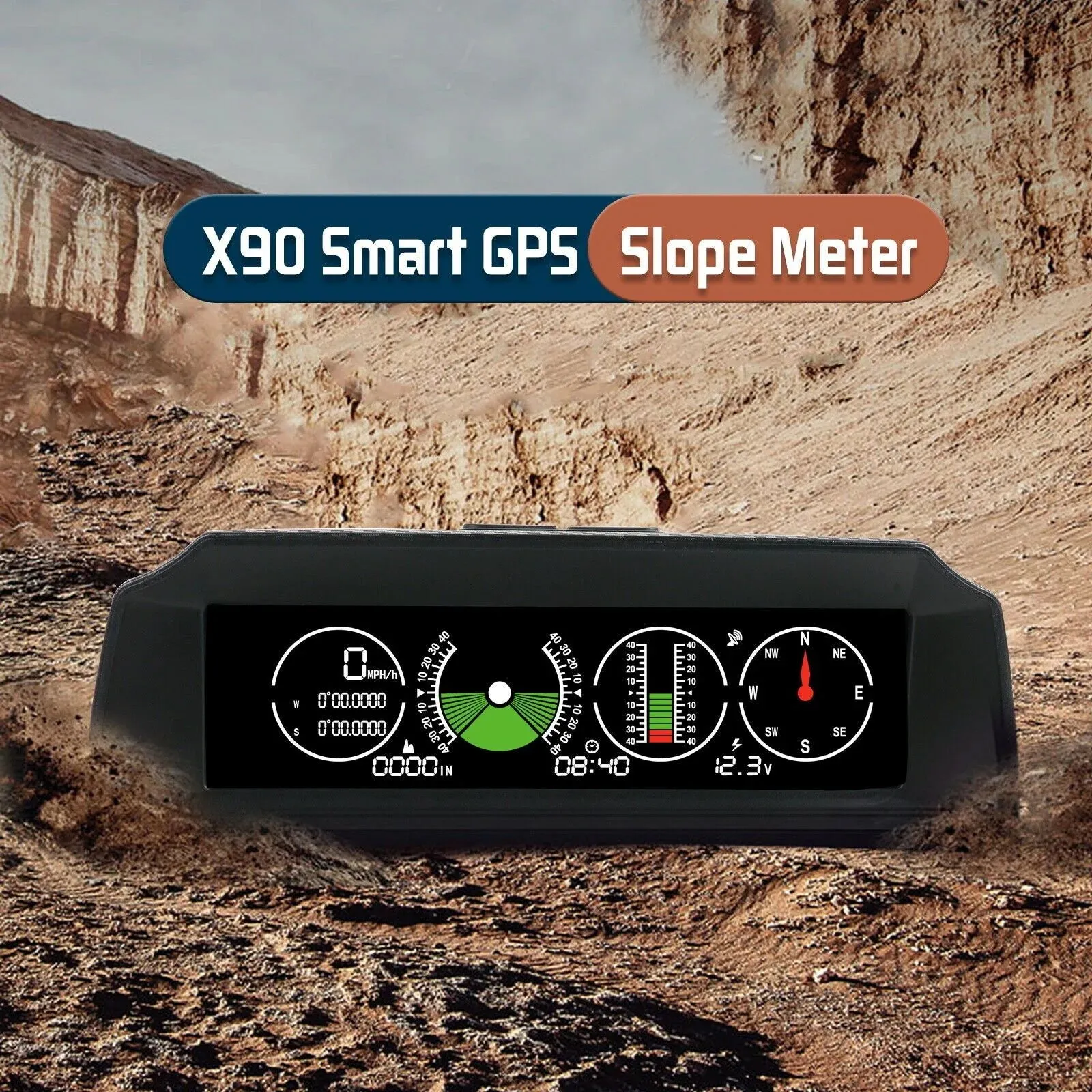 Autool GPS Inclinometer Angle Tilt Slope Meter Indicator Level Gauge Speed Alarm