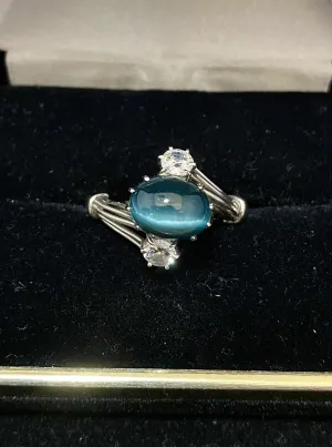 Beautiful Intricate 18K WG Cat-Eye Tourmanine and Diamond Ring - $10K Appraisal Value w/ CoA }