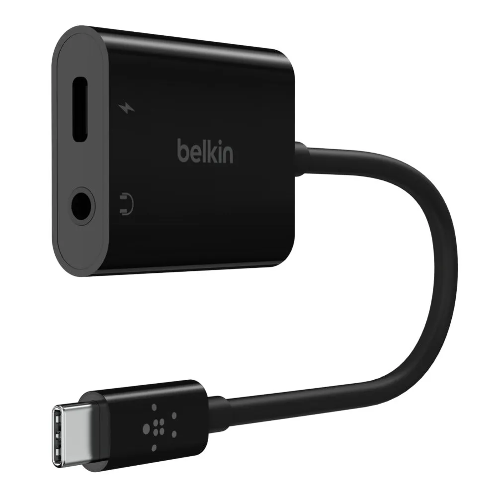 BELKIN Rockstar 3.5mm Audio   USB-C Charge Adapter - Black