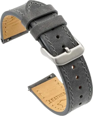 Benchmark Leather Watch Band - Crazy Horse Leather Watch Straps for Men & Women - Stainless-Steel Buckle & Quick Release Spring Bars - Choice of Color - 18mm, 20mm, or 22mm Widths