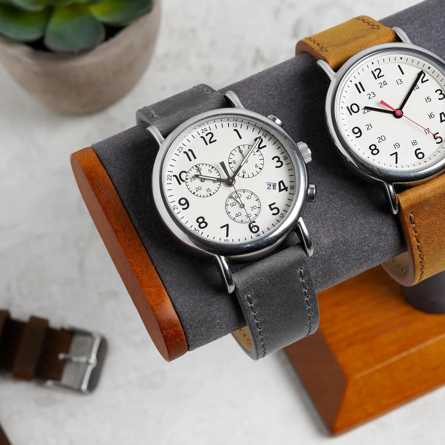 Benchmark Leather Watch Band - Crazy Horse Leather Watch Straps for Men & Women - Stainless-Steel Buckle & Quick Release Spring Bars - Choice of Color - 18mm, 20mm, or 22mm Widths