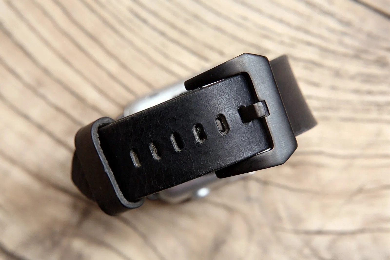 Black leather apple iPhone watch band strap