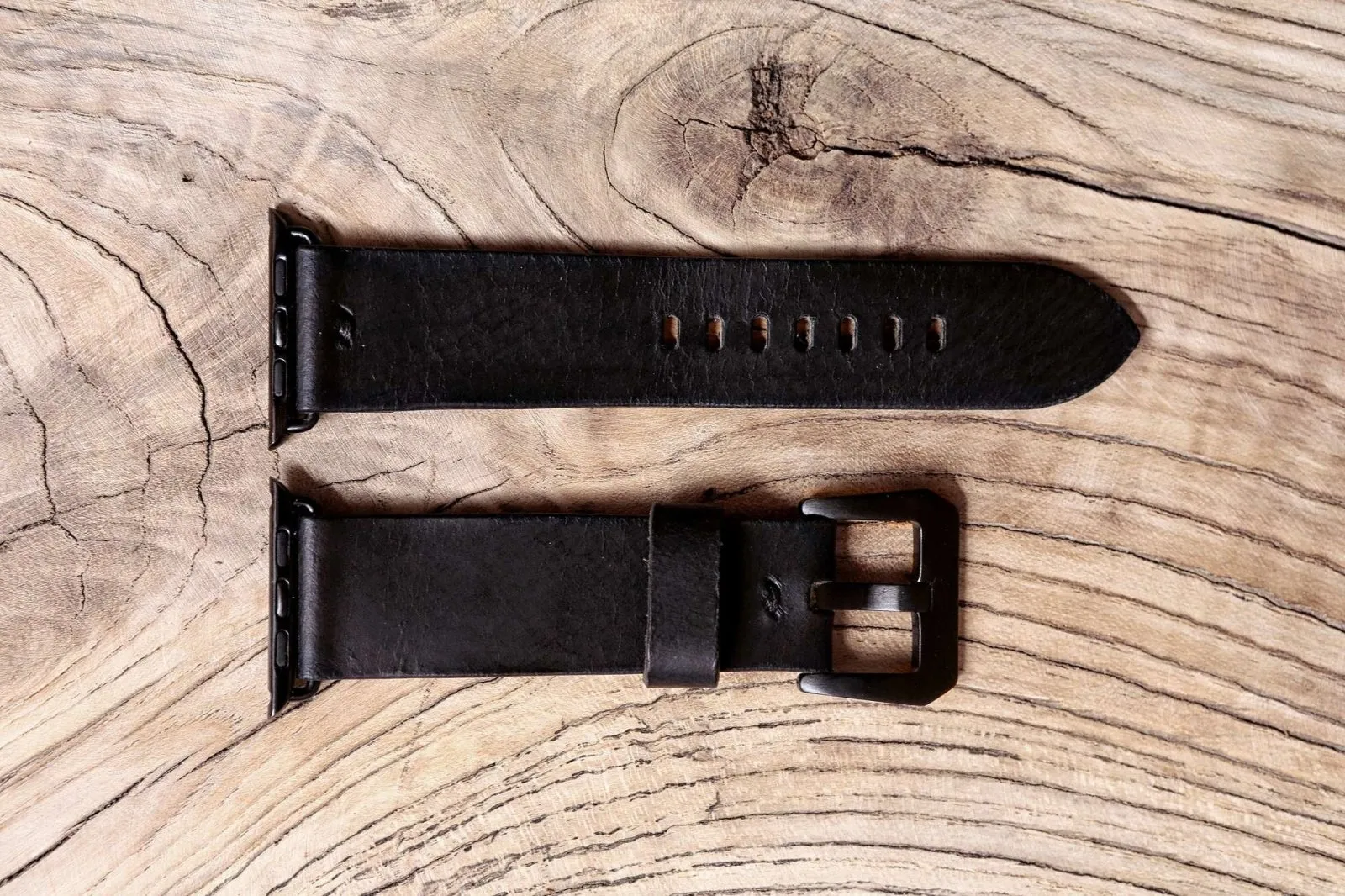 Black leather apple iPhone watch band strap