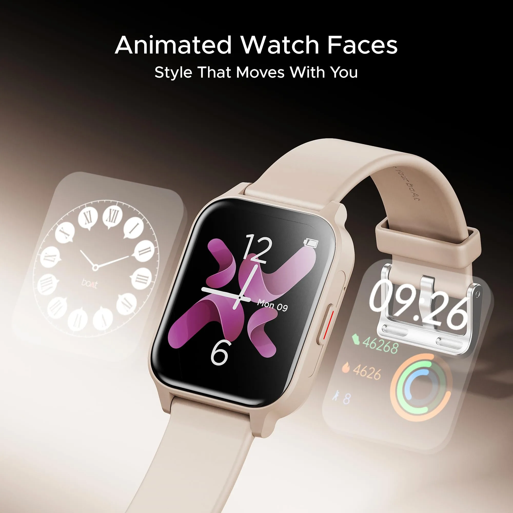 boAt Newly Launched Wave Call 2 Plus Smart Watch w/Bilingual Support (Hindi/English), 1.96”(4.97 cm) HD Display, BT Calling, 100 Sports Modes, Animated Watch Faces, Voice Assistant(Cherry Blossom)
