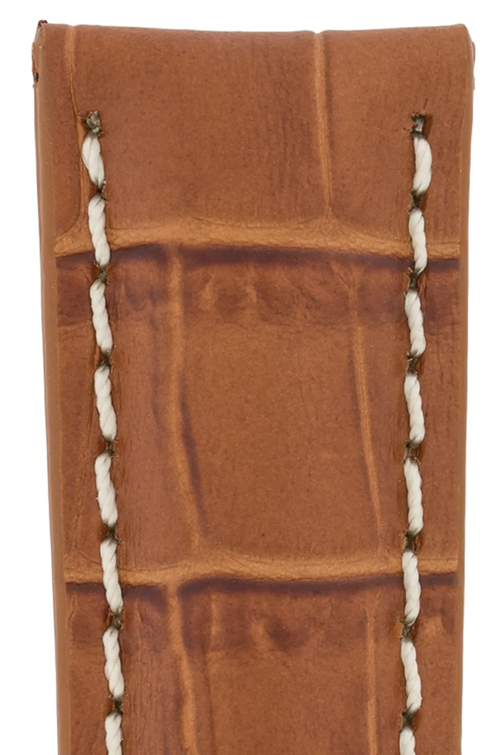 Breitling-Style Alligator-Embossed Watch Strap & Buckle Brown