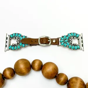 Brown Smart Watch Band with Turquoise Stone Naja Pendants