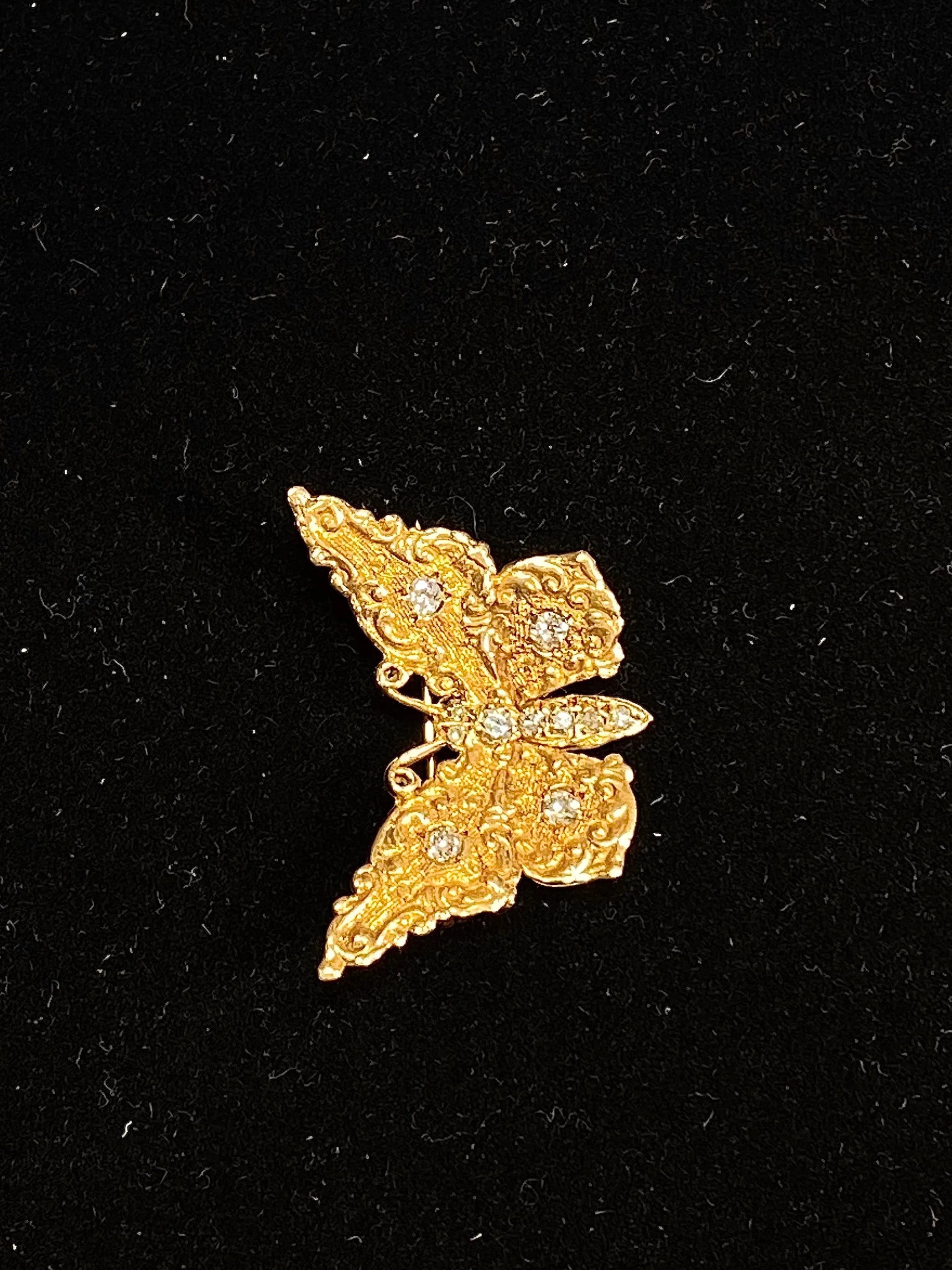 Buccellati Style Intricate YG 11 Diamonds Butterfly Brooch/Pin w $10K COA !!!}