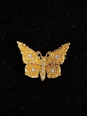 Buccellati Style Intricate YG 11 Diamonds Butterfly Brooch/Pin w $10K COA !!!}