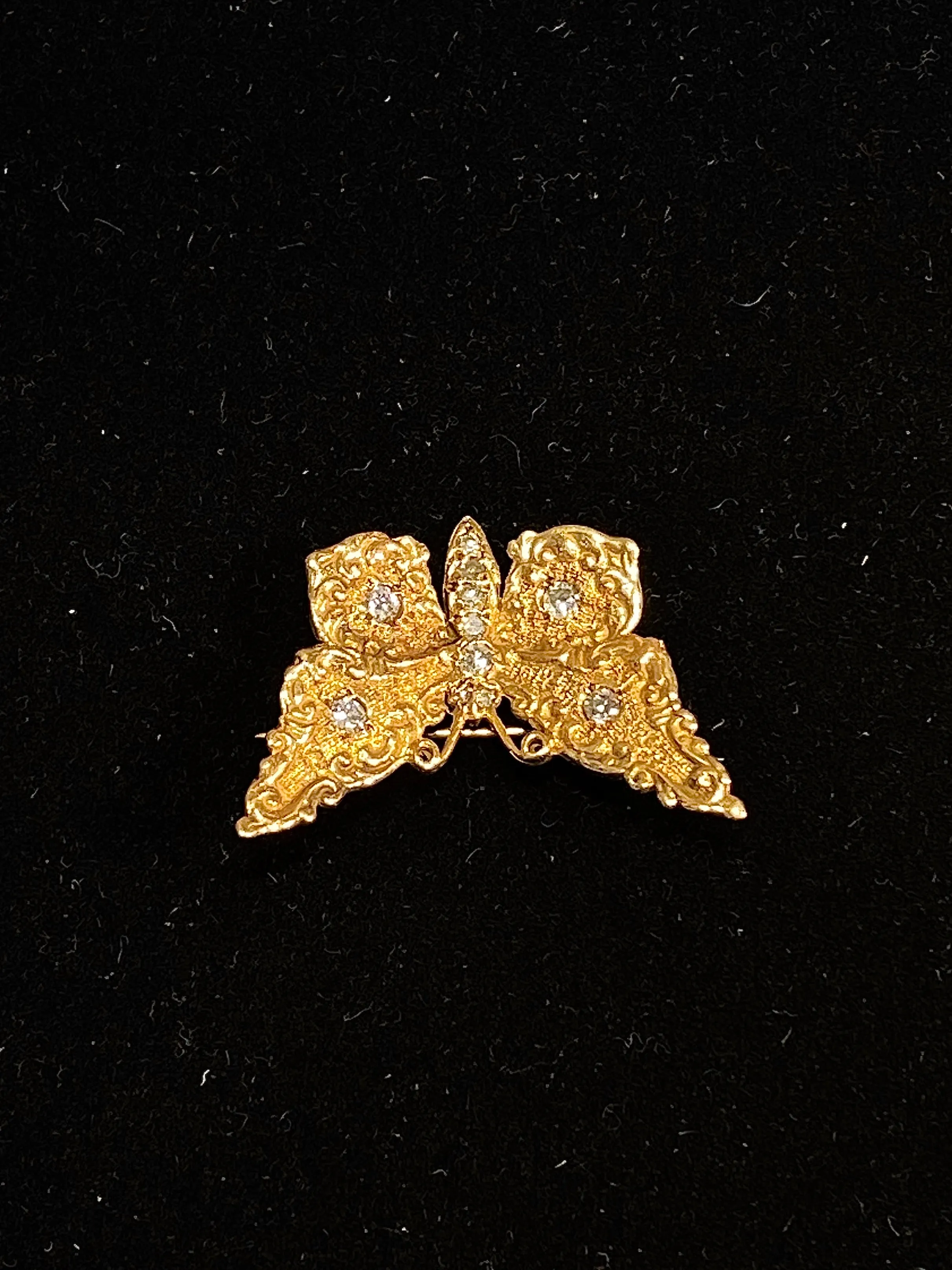 Buccellati Style Intricate YG 11 Diamonds Butterfly Brooch/Pin w $10K COA !!!}