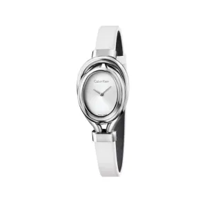 Calvin Klein Microbelt White Leather Strap Ladies Watch