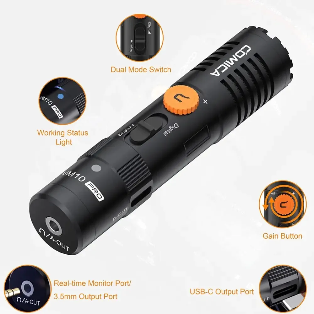 Camera Microphone, Vm10 Pro Professional Video Microphone with Shock Mount,gain Control and Deadcat for Iphone, Android