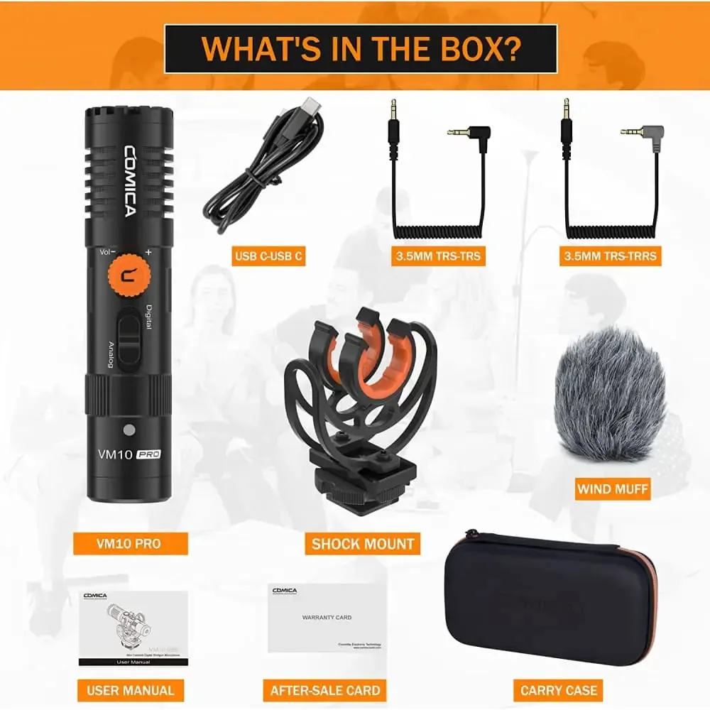 Camera Microphone, Vm10 Pro Professional Video Microphone with Shock Mount,gain Control and Deadcat for Iphone, Android