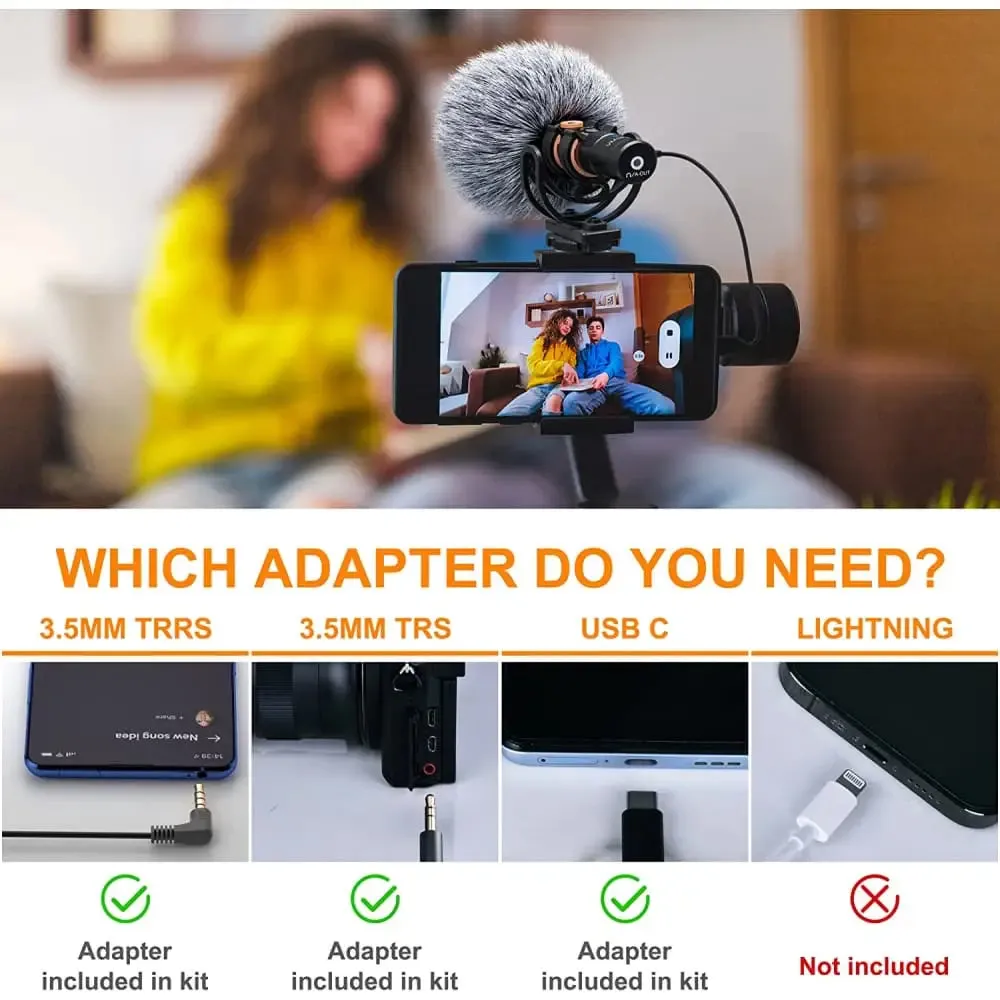Camera Microphone, Vm10 Pro Professional Video Microphone with Shock Mount,gain Control and Deadcat for Iphone, Android