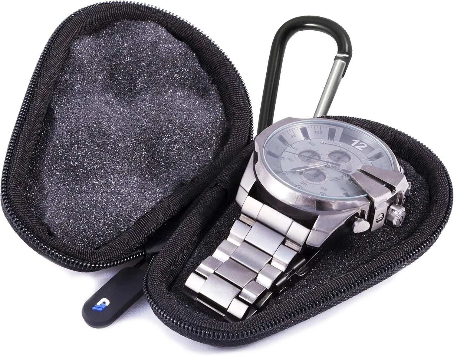 Casematix Watch Box Travel Case for Stainless Steel Metal Band Mens and Womens Watches , Up To 56mm